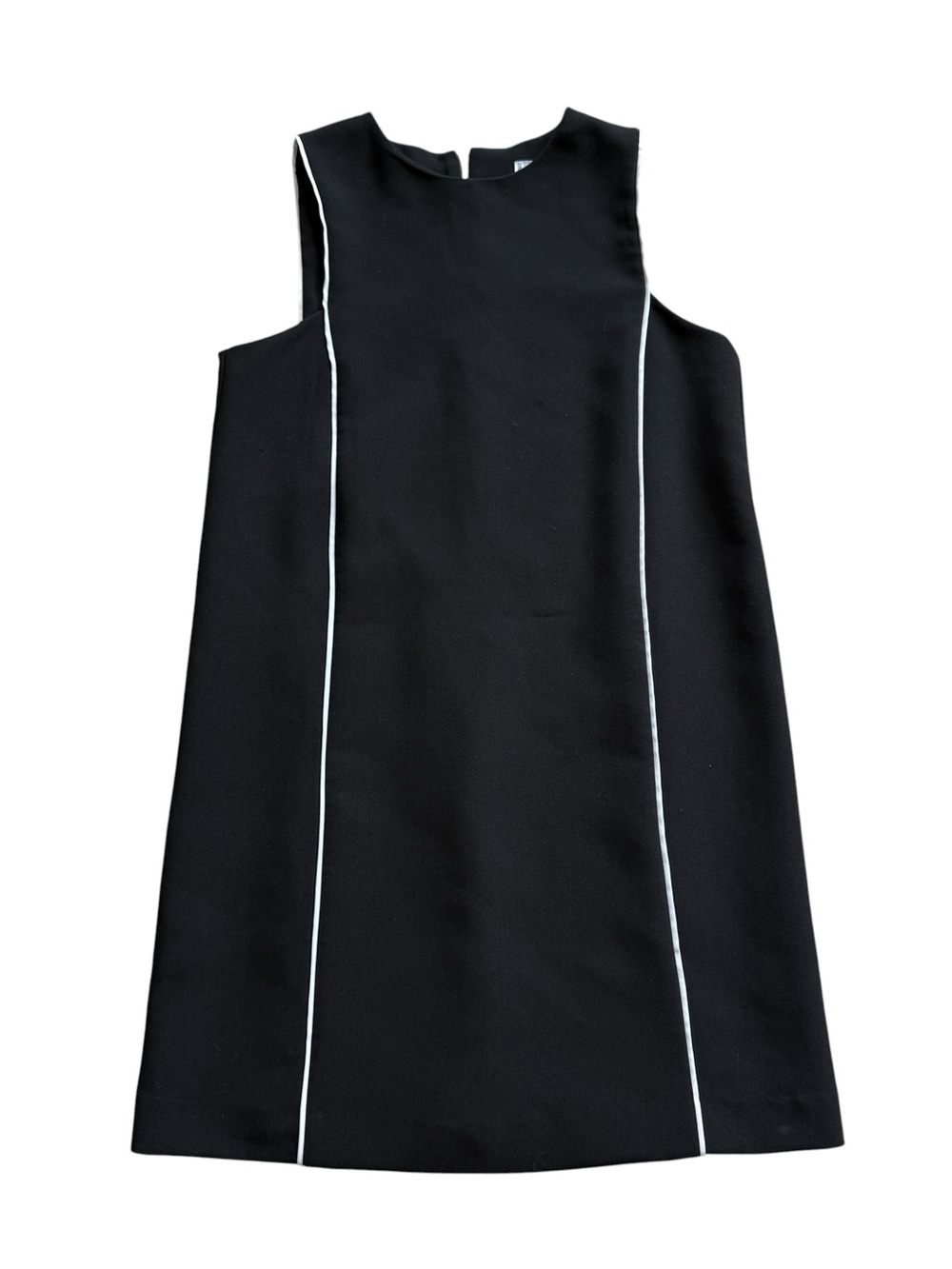 MNG Mango Suit Black Shift Dress White Trim Mod Sleeveless Career Dress XS